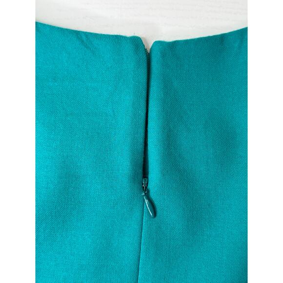 J. Crew Wool Blend Shift Knee Length Dress Teal Green Pockets Office Workwear 00 - Picture 8 of 11